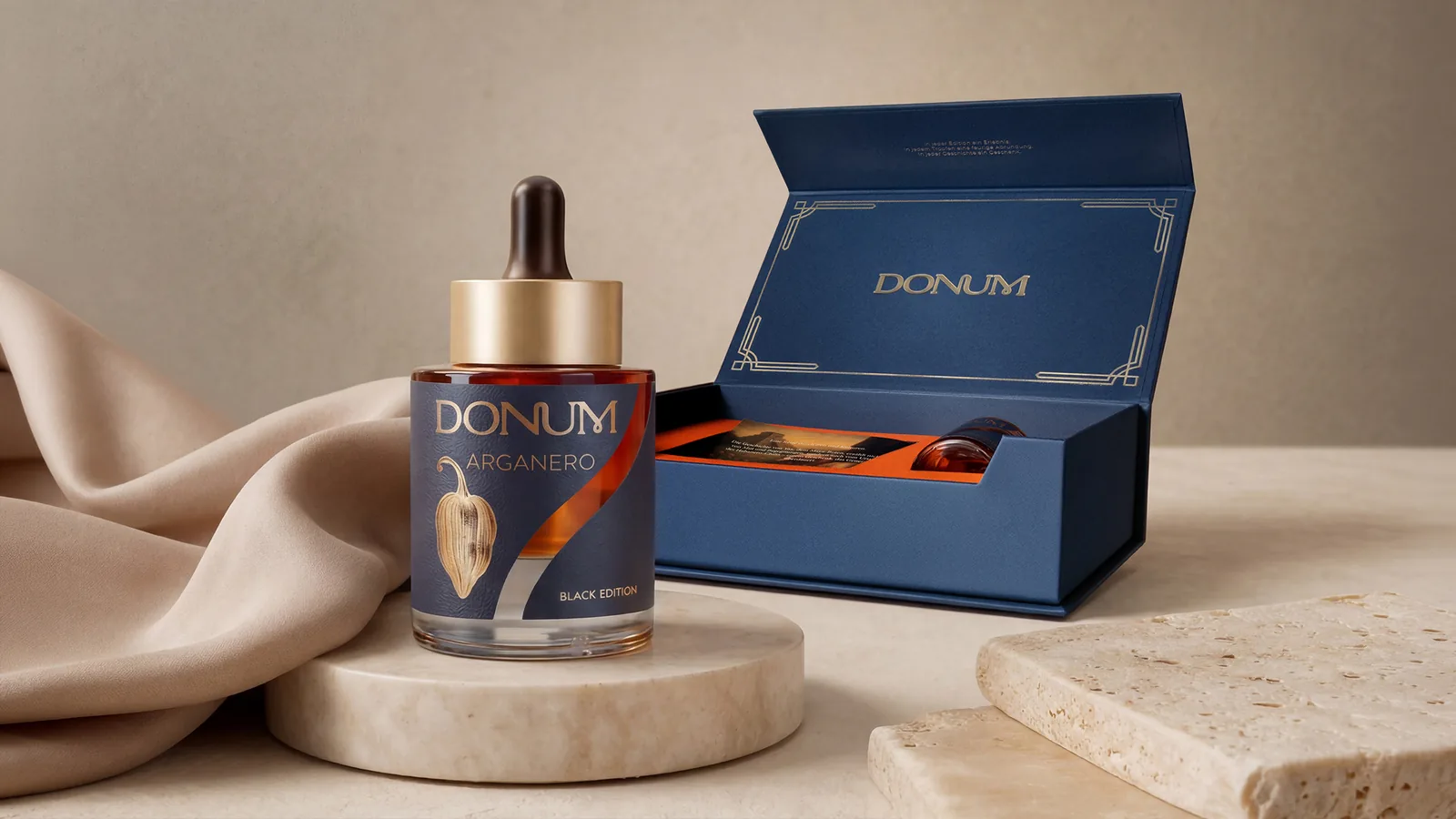 DONUM ARGANERO Edition mit geöffneter Präsentationsbox
